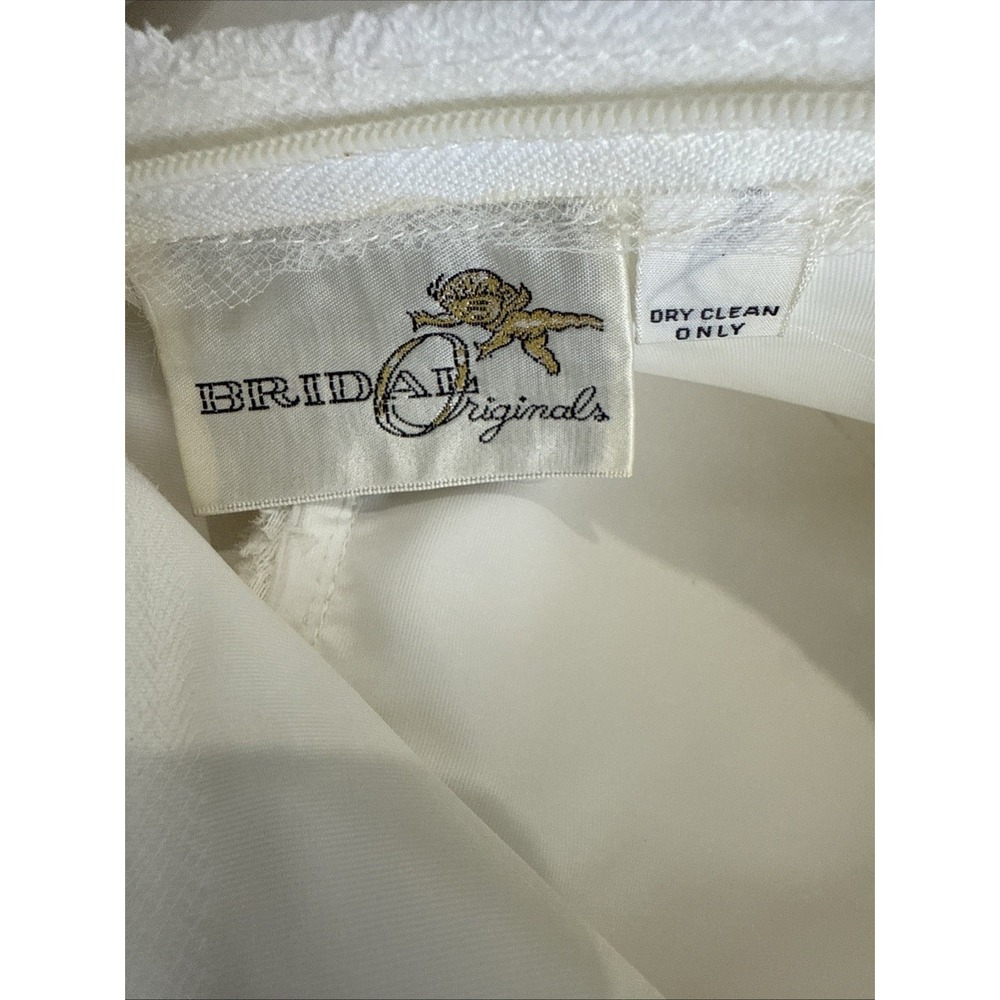 Vtg Bridal Originals Wedding Dress‎ 12 Lace Trim Victorian Edwardian Bow Back - Picture 14 of 16